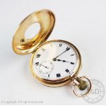 A 9ct gold half hunter pocket watch,