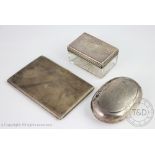 A silver oval tobacco box, Sanders & Hill Birmingham 1907, engraved 'RGB September 20th 1910',