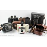 Five pairs of vintage binoculars, comprising, Carl Zeiss Jenoptem 10x50,