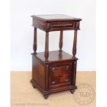 A late 19th century French carved rosewood bedside table / bathroom table,