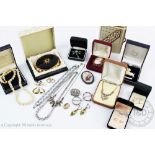 A collection of jewellery to include; costume, vintage and dress jewellery, chains, beads,