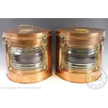 A pair of Seahorse copper and brass ships lanterns converted to lamps, for Port and Starboard,