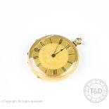 A late 19th century continental '18K' gold fob watch,