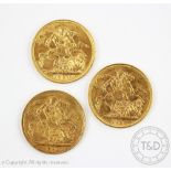 Three Queen Victoria gold full sovereigns dated 1893,