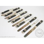 A set of twelve (six & six) two tine knives and forks, Walker and Hall, Chester 1906,