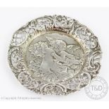 An Art Nouveau imported silver card tray, B Muller & Son, London 1900,