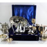 A selection of 19th century and later silver plated and base metal wares,