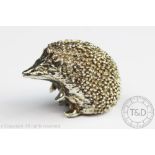 A novelty silver model of a hedgehog, James R Biggins, Sheffield 2017, realistically modelled,