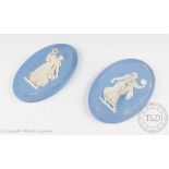 A pair of Wedgwood Jasper ware oval plaques, early 20th century,