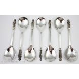 Seven silver Apostle type spoons,