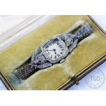 A fine French Art Deco diamond set cocktail wristwatch circa 1920,