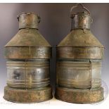 A pair of Meteorite copper and brass vintage ships lanterns,