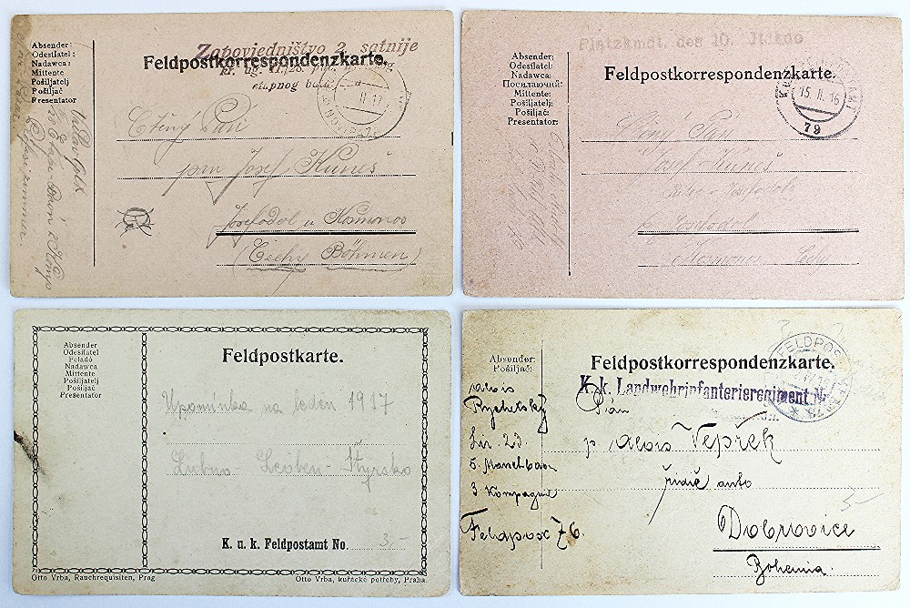 Four World War I prisoner of war interest postcards, dated for 1916/17, - Image 2 of 2