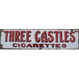 A vintage Three Castles cigarettes vitreous enamel advertising sign,