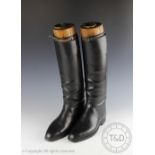 A pair of John Lobb gentleman's black leather riding boots, with internal wooden lasts,