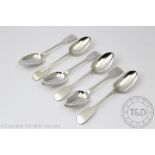 A set of six silver fiddle pattern spoons, Thomas Wheatley, Newcastle 1835,