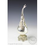 An Ottoman white metal rose water sprinkler/aspergillum,