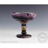 A 19th century Derbyshire fluorspar Blue John pedestal bowl,