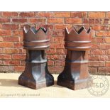 A par of Victorian salt glaze crown top chimney pots,
