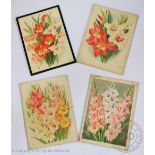 J W Ford - early 20th century, Four botanical watercolours, Studies of gladioli, Largest 34.