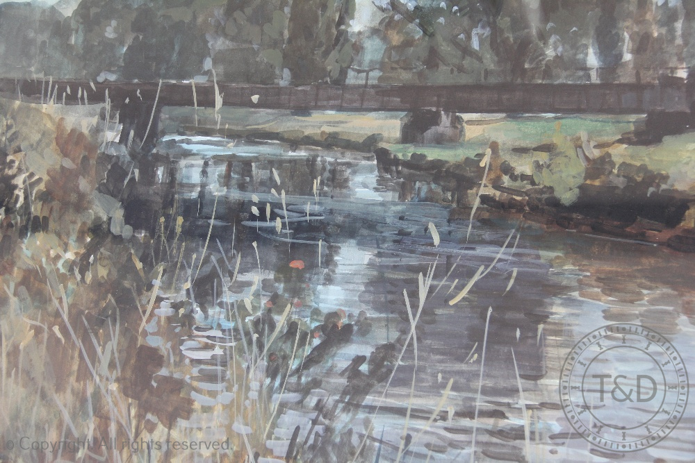 Roy Abell - Modern British (b 1931), Watercolour, Bridge over the river Tame, signed, - Image 4 of 4