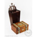 A late 19th century inlaid walnut and mahogany box and cover,