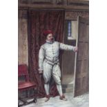 Fred Slocombe - 19th century, Watercolour, 17th century male figure in a doorway,