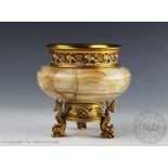 A 20th century French agate and Champleve koro,