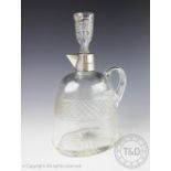 A Victorian silver mounted claret jug, John Clemmens, Birmingham 1899,
