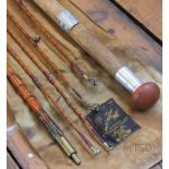 A Hardy Bros The Palakona three piece split cane fishing rod,