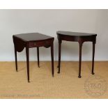 A George III mahogany bow front Pembroke table, with drawer, on tapered square legs,