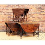 Six 18th century oak gate leg tables,