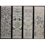 Four 19th century Chinese silk work panels,