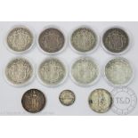 A collection of eight Edward VII silver half crowns, a run from 1902-1904 and 1906-1910,