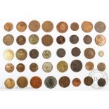 A mixed collection of various world coins including James II gun money (1 tray)