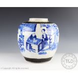 A late 19th century Chinese porcelain craquelure ovoid vase,