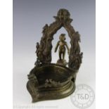 A Tibetan bronze offertory shrine,