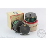 A Hardy Bros 'The Perfect' 3 3/4 inch fishing reel, with another perfect reel (drum repaired),