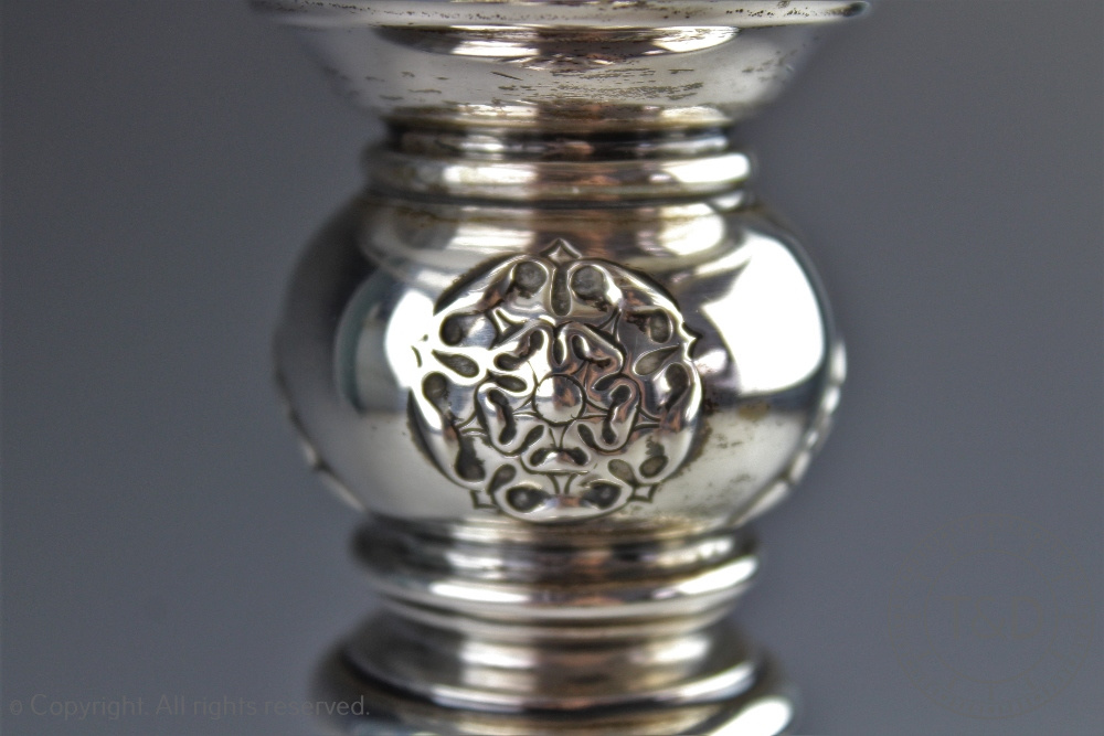 A silver candlestick Elkington and Co, Birmingham 1923, of baluster form, - Image 3 of 3