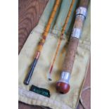 A Hardy Bros The Wye Palakona three piece split cane fishing rod, #8, No 39734,