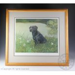 Richard Britton, Limited edition colour print, Anticipation - black Labrador',