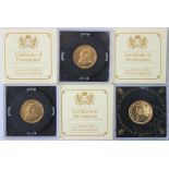 Three 2013 gold quarter ounce Krugerrand,