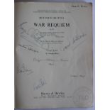 BENJAMIN BRITTEN WAR REQUIEM Op 66 vocal score - signed by the composer,