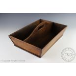 A Victorian oak two division cutlery tray,