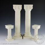 A pair of modern alabaster fluted doric columns, made in Greece, 39.