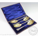 A cased set of four silver Old English pattern spoons, Elizabeth Oldfield London 1751,