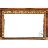 A Regency gilt wood and gesso over mantel mirror, moulded with floral swags and paterae,