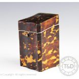 A tortoiseshell cased sewing kit, 19th century, the square form case with waisted sides,