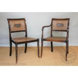 A Regency style mahogany carver chair and matching single chair,