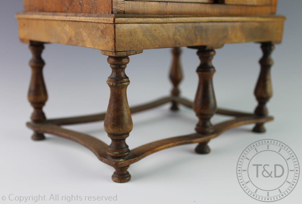 An apprentice miniature walnut chest on stand, - Image 3 of 3